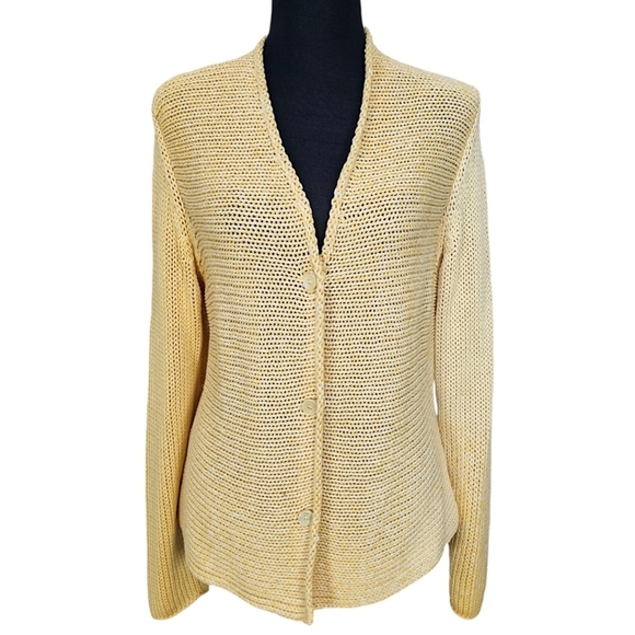 Brunello Cucinelli Ombre Cardigan Sweater Women Yellow Size Medium V-Neck Cotton - Picture 1 of 16